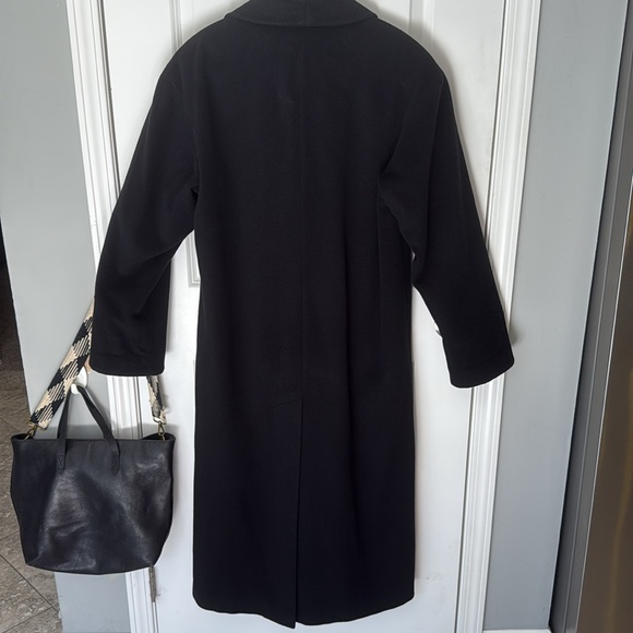 Anne Klein II Vintage Black Merino Wool and Angora Women’s Long Trench Pea Coat - Picture 6 of 16